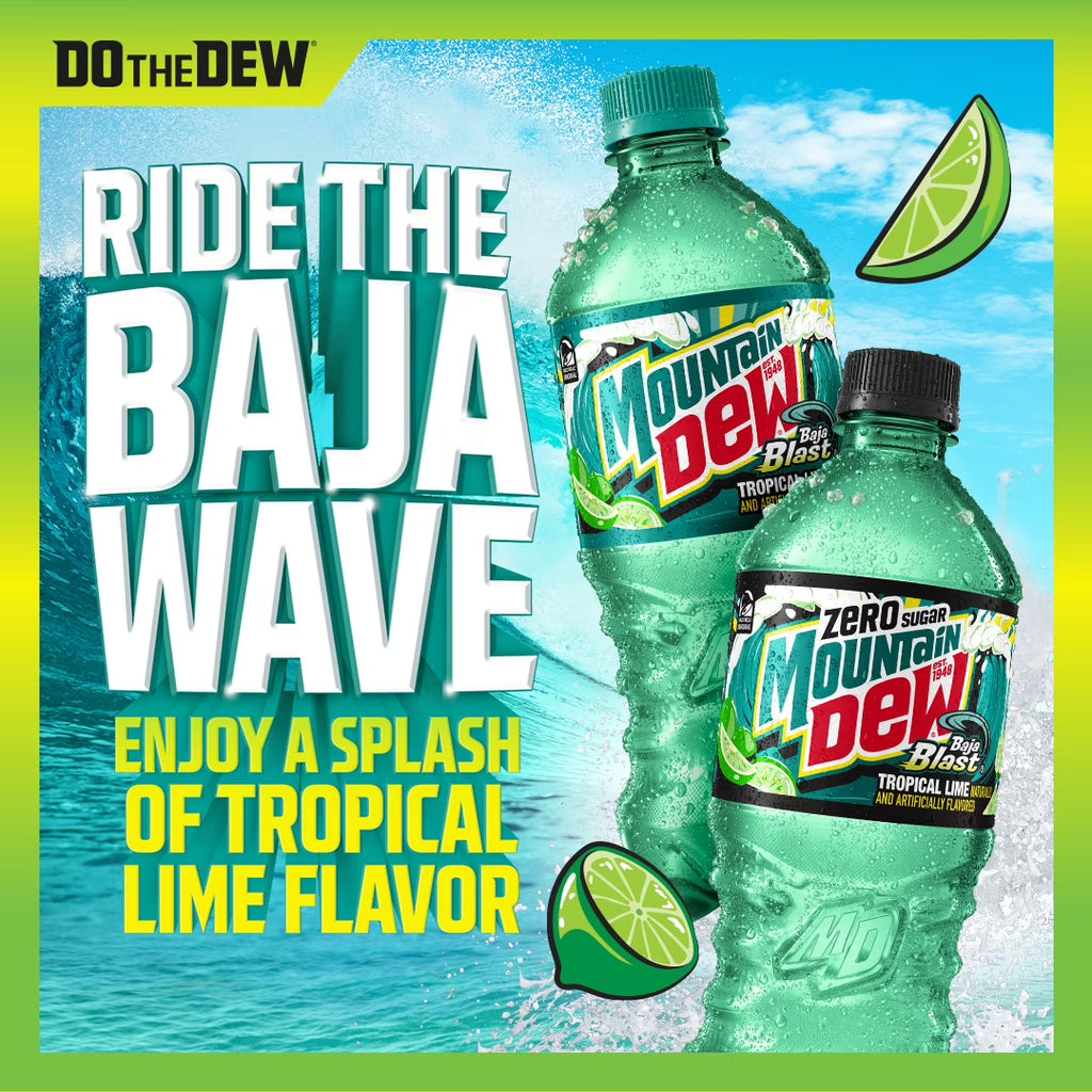 Boisson gazeuse Mountain Dew Baja Blast Citron vert et agrumes tropicaux