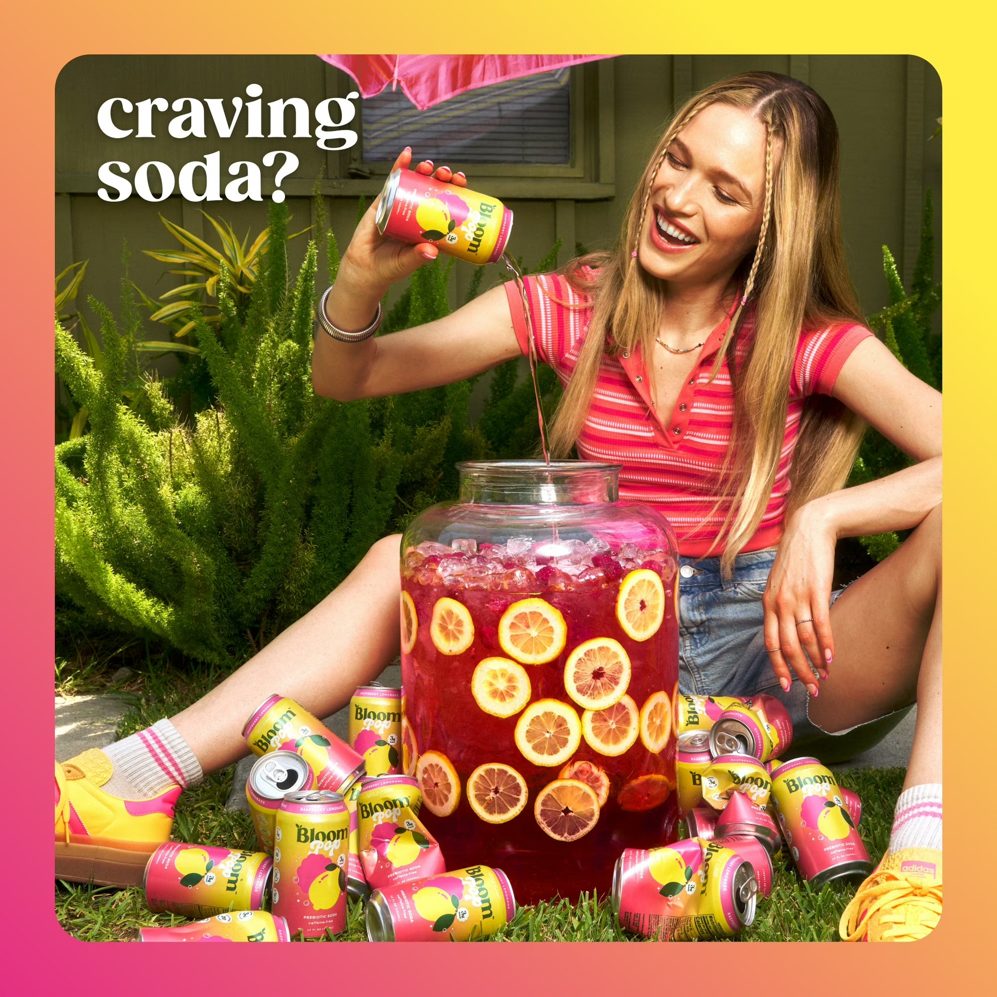 Bloom Pop Prebiotic Soda Raspberry Lemon