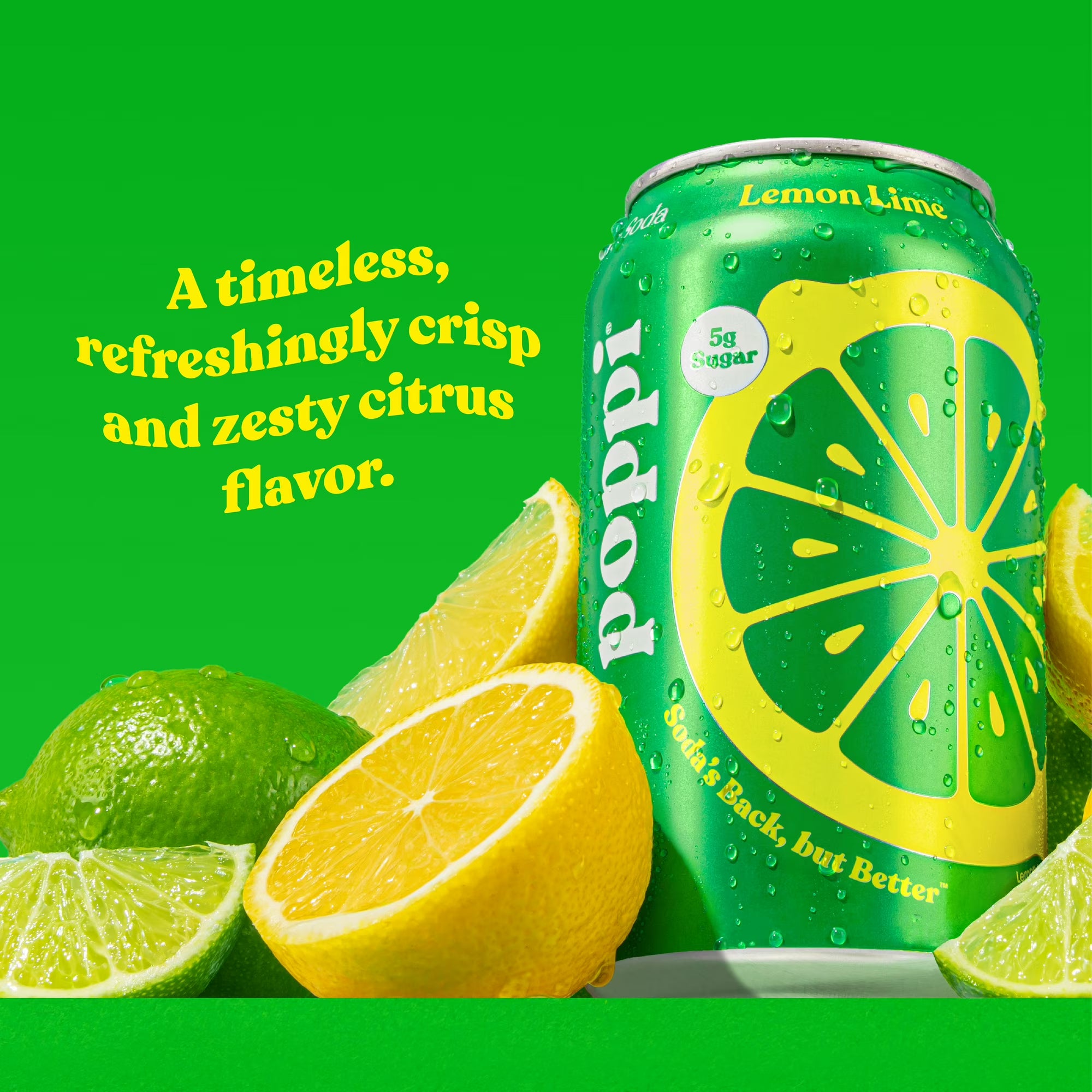 Boisson gazeuse prébiotique poppi citron vert