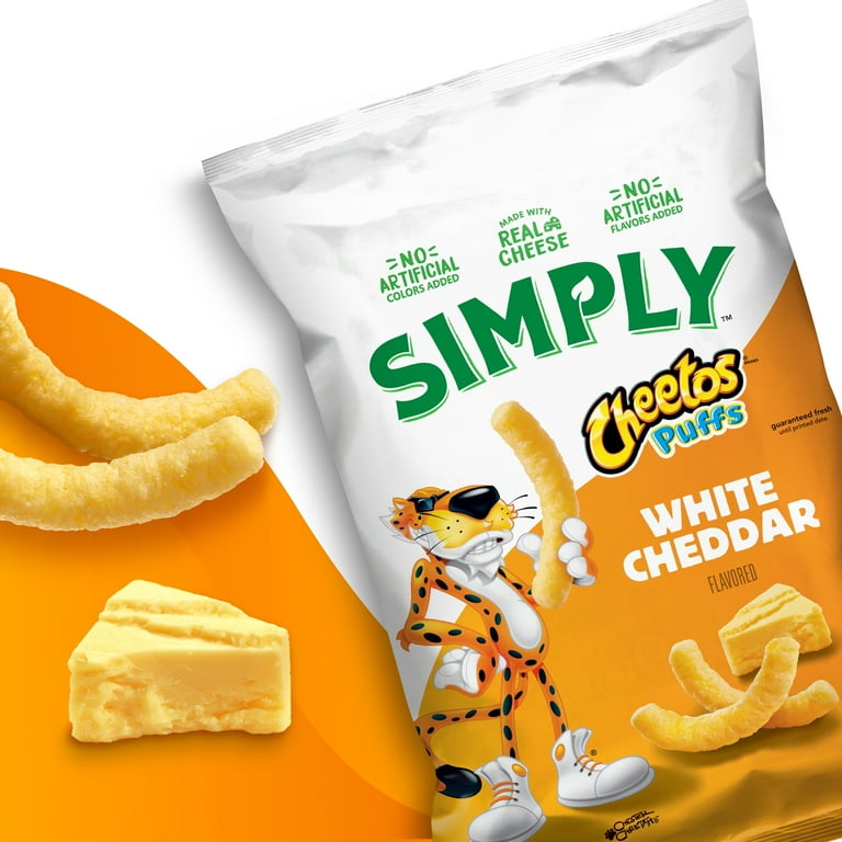 Simply Cheetos Puffs Cheddar Blanc – Soufflés de maïs au fromage américain cuits au four
