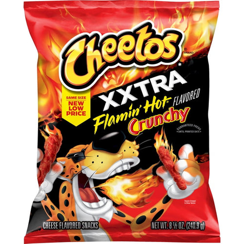 Cheetos Crunchy XXTRA Flamin’ Hot – Extra Spicy American Corn Snacks